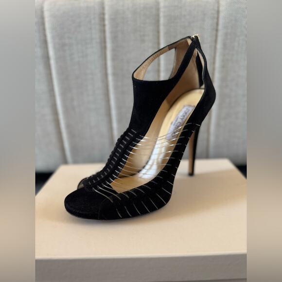 Jimmy Choo “Taste” Black Suede with Fishline heels - 40.5 - Picture 6 of 16